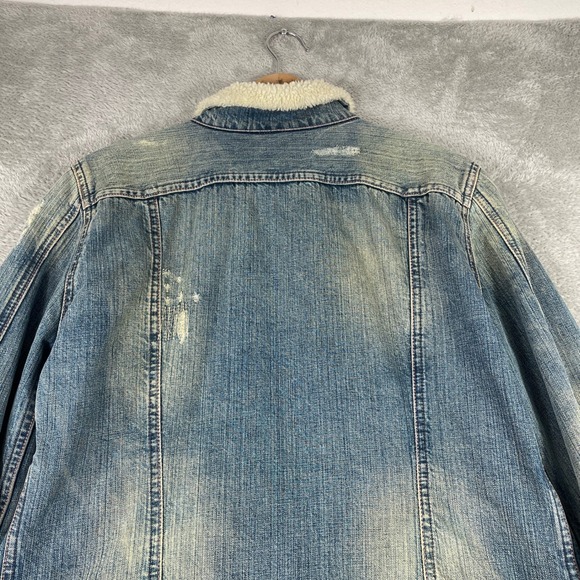 Y2K Polo Jeans Ralph Lauren Denim Jacket Womens XL Sherpa Lined Distressed 2000s - Picture 16 of 16